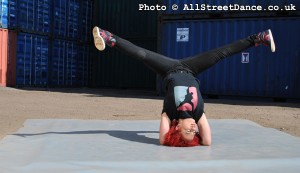 UK BBoy Championships 2011 poster photo shoot - B-Girl Roxy freezes